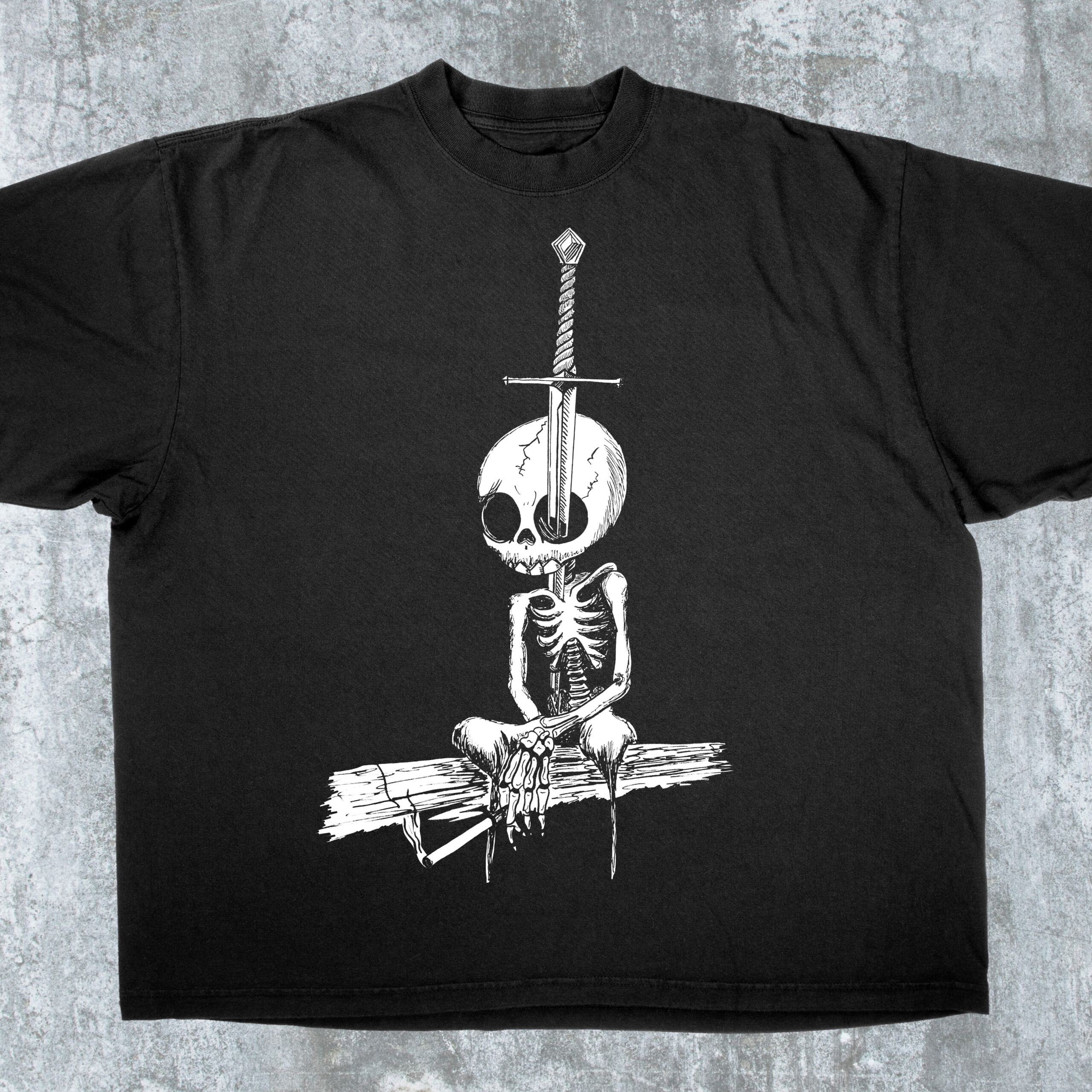 F**k Love - Smoking Skeleton, Hand Drawn